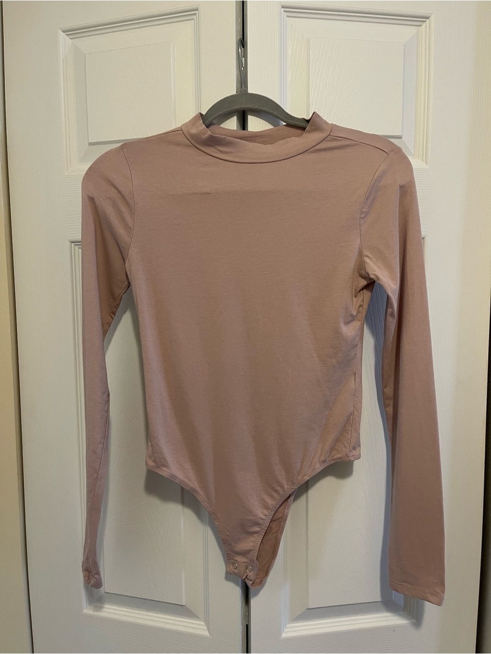 Fashion Nova Dusty Mauve Long Sleeve Mock Neck Bodysuit